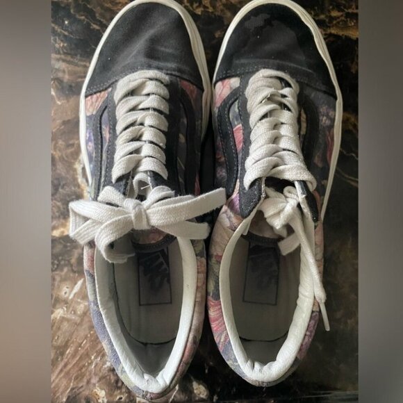 VANS Old Skool Moody Floral Skate Shoe Dark Gray Suede Womens 8.5 - Picture 5 of 6